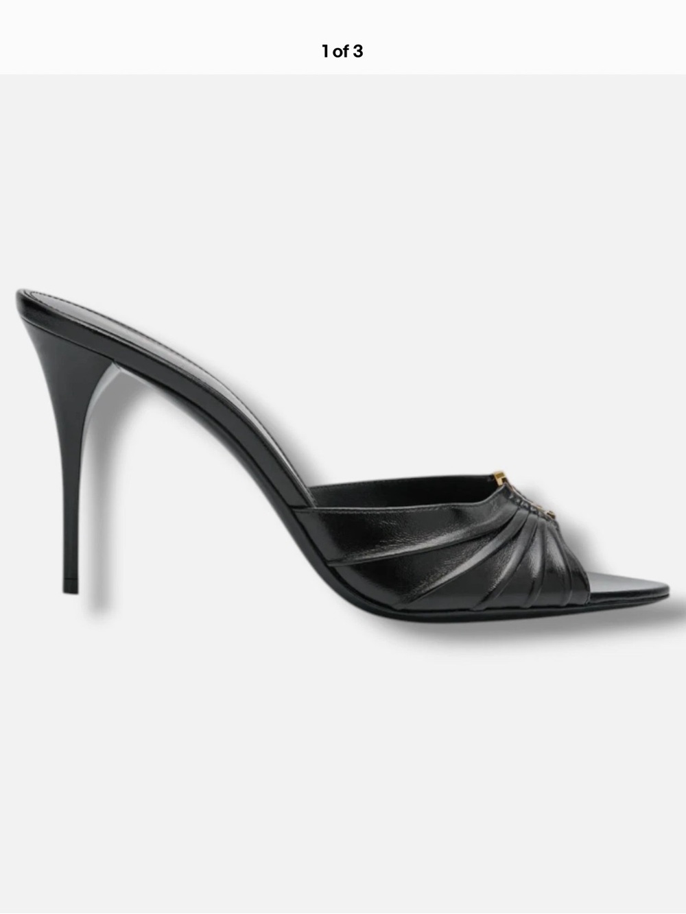 Saint Laurent Black Pleated Leather Stiletto Mule